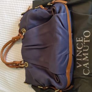 Vince Camuto soft leather bag in Blue/Tan